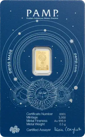 0.5g Zodiaco Lingote de Oro | PAMP | Virgo