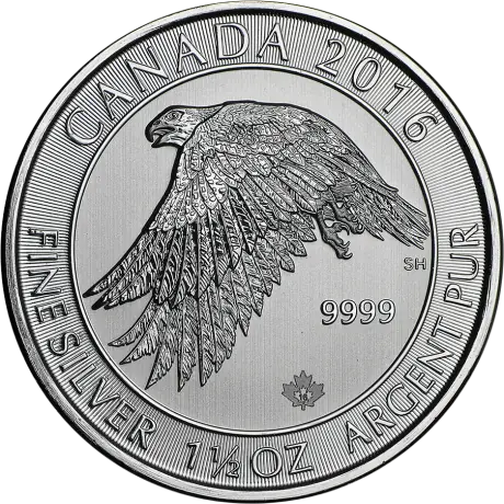 1.5 oz Snowy Gyrfalcon Silver Coin | 2016