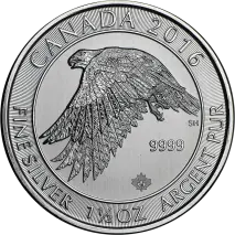 1.5 oz Snowy Gyrfalcon Silver Coin | 2016