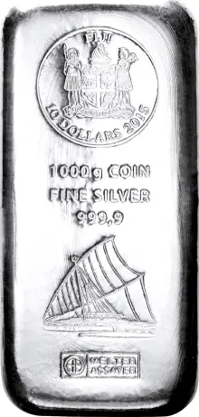 1 Kilogram Fidżi Srebrna Moneta Sztabka | Argor-Heraeus | Uszkodzona