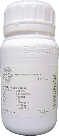 1 Kilo Silber Granulat 999.9 | Flasche | Argor-Heraeus