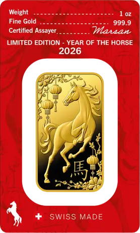 1 oz Lingote de Oro | Argor-Heraeus | Año del Caballo | 2026