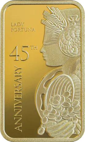 1 oz Gold Bar Lady Fortuna 45th Anniversary | PAMP