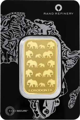 1 oz Lingote de Oro | Loxodonta Africana | Rand Refinery | QR Code