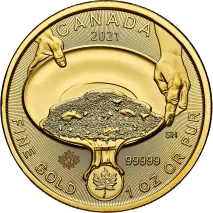 1 oz Klondike Gold Rush Moneda de oro | 2021 | Ampolla Da&ntilde;ada