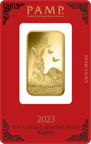 1 oz PAMP Lunar Lingote de Oro Conejo