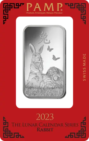 1 oz PAMP Lunar Rabbit Silver Bar