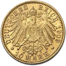 10 Mark Gro&szlig;herzog Friedrich II. Baden | Gold | 1907-1918