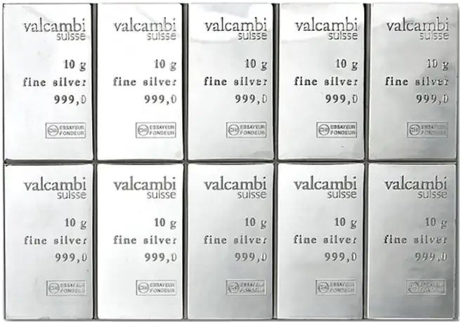 10 x 10g CombiBar&reg; | Silver | Valcambi | Damaged Packaging