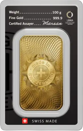 100g Lingote de Oro | Argor-Heraeus | Acu&ntilde;ada