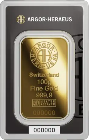 100g Lingote de Oro | Argor-Heraeus | Acu&ntilde;ada