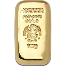 100g Złota Sztabka Odlewana | Heraeus