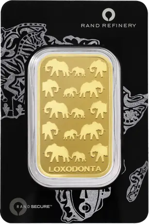 100g Lingot d'Or | Loxodonta Africana | Rand Refinery | QR Code