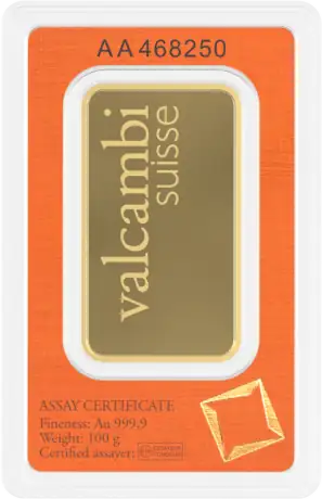 100g Gold Bar | Valcambi | Minted