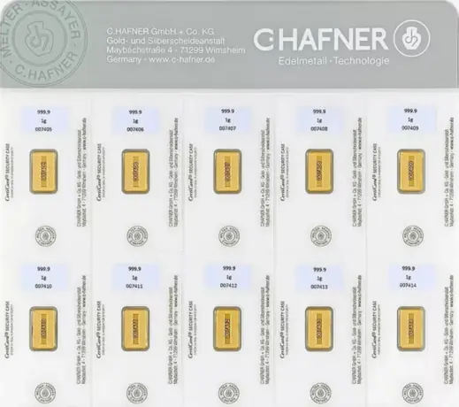 10x1g Lingot d'or SmartPack (C.Hafner)