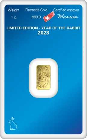 1g Lingote de Oro | Argor-Heraeus | Año del Conejo 2023