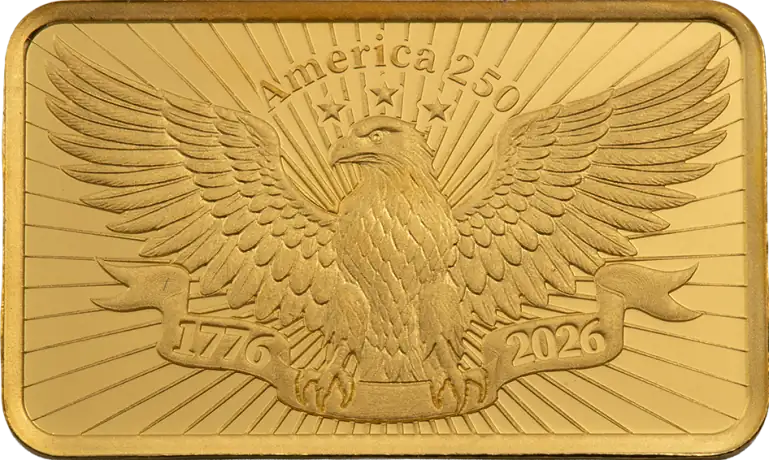 2.5g Goldbarren | PAMP | 250th Anniversary of the United States Vintage | Heraldic Bald Eagle