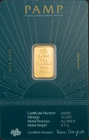 2.5g Złota Sztabka | PAMP | Lady of Liberty