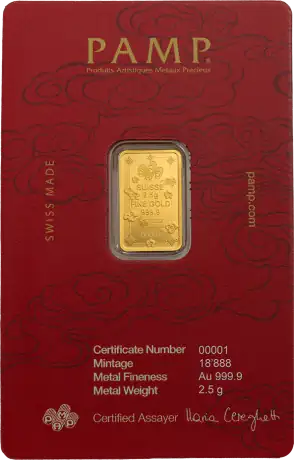 2.5g Lingot d'or | PAMP | Lucky Cat
