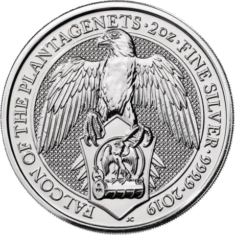 Серебряная монета Сокол серии Звери Королевы 2 унции 2019 (Queen's Beasts)