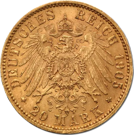 20 Mark | King Friedrich August III Saxony | Gold | 1904-1918
