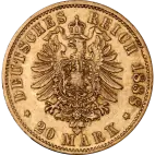 20 Mark | King Wilhelm II Wurttemberg | Gold | 1891-1918