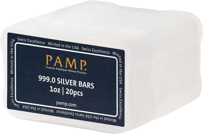 20 x 1 oz Lingotto d'Argento | PAMP | USA | Tubo