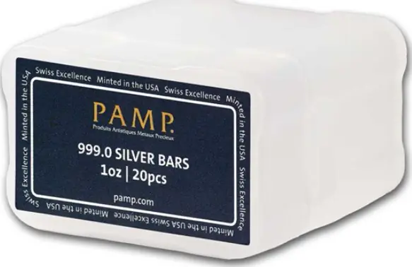 20 x 1 oz Lingote de Plata | PAMP | USA | Tubo