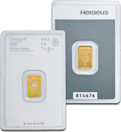 2g Gold Bar | Kinebar® | Heraeus
