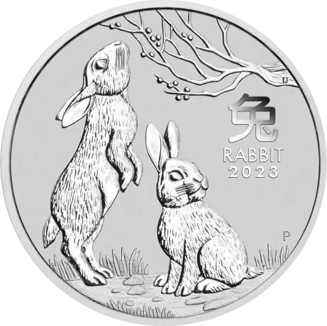 Серебряная монета Лунар III Год Кролика 5 унция 2023 (Lunar III Rabbit)