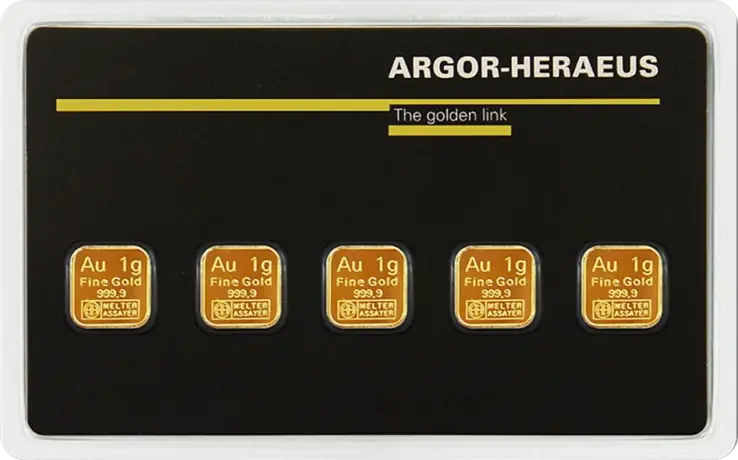 5 x 1g Gold Bar | Multicard | Argor-Heraeus