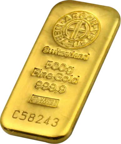 500g Lingote de Oro | Argor-Heraeus | Fundido