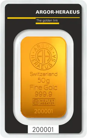 50g Gold Bar | Argor-Heraeus | Minted