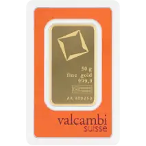 50g Lingote de Oro | Valcambi | Acu&ntilde;ada