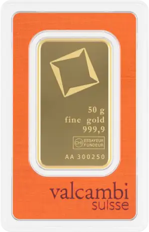 50g Goldbarren | Valcambi | Gepr&auml;gt