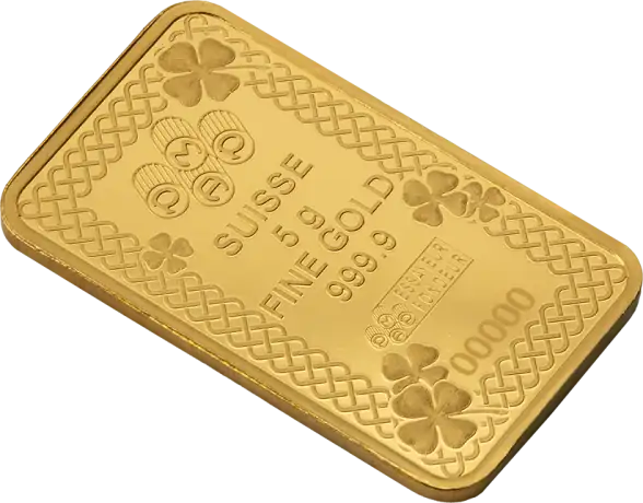 5g Goldbarren | PAMP | Gl&uuml;cksbringer &ndash; Vierbl&auml;ttriges Kleeblatt