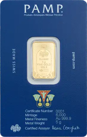 5g Gold Bar | PAMP | Lucky Scarab