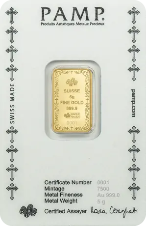 5g Złota Sztabka | PAMP Suisse Krzyż Chrześcijaństwa